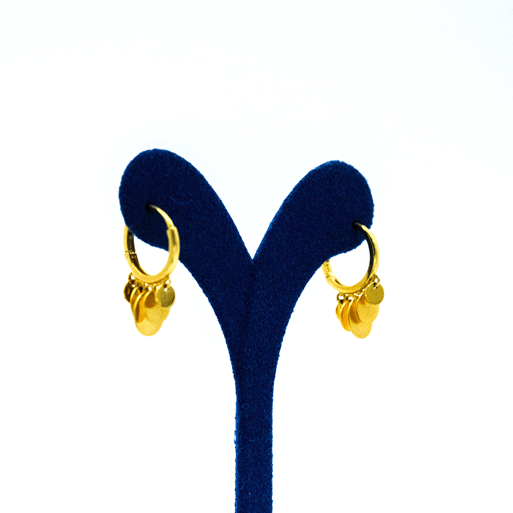 14 Ayar Daire Detaylı Sallantılı Altın Küpe