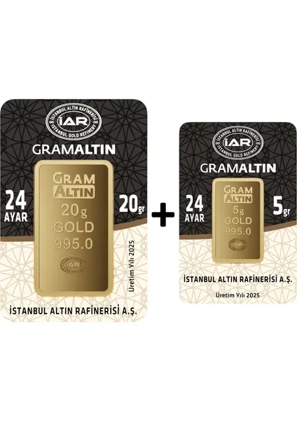 İAR 24 Ayar Külçe Gram Altın 20+5 Gram