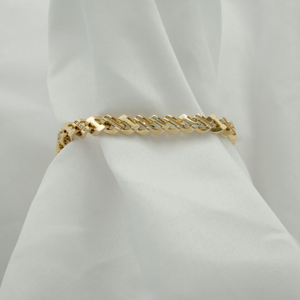 14 Ayar Gurmet Detaylı Altın Bileklik