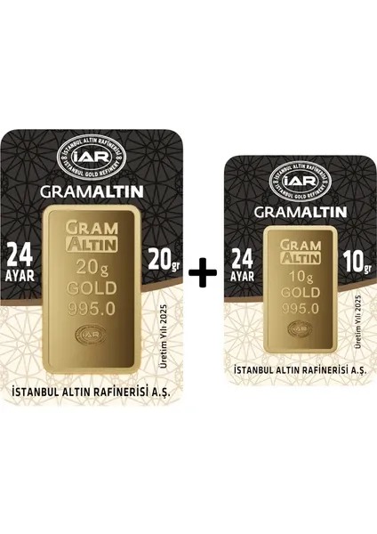 İAR 24 Ayar Külçe Gram Altın 20+10 Gram