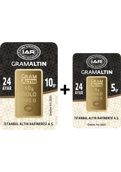 İAR 24 Ayar Külçe Gram Altın 10+5 Gram