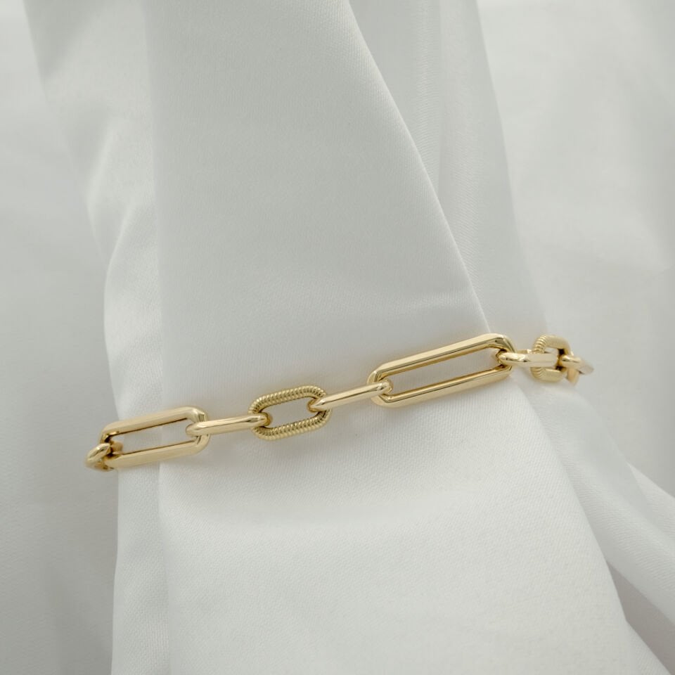 14 Ayar Uzun Ataç Sıralı Altın Bileklik