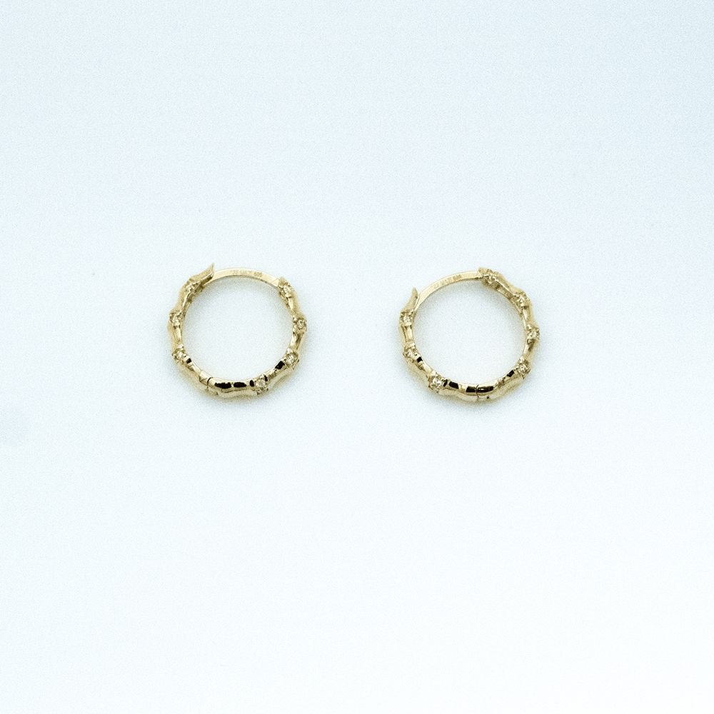 14 Ayar Taşlı Boşluklu Altın Küpe