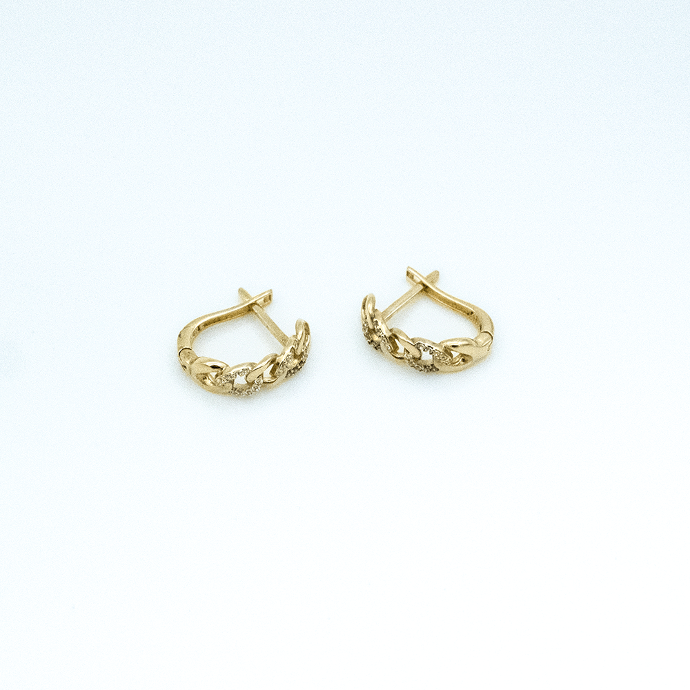 14 Ayar Sarmal Bağlı Taşlı Altın Küpe