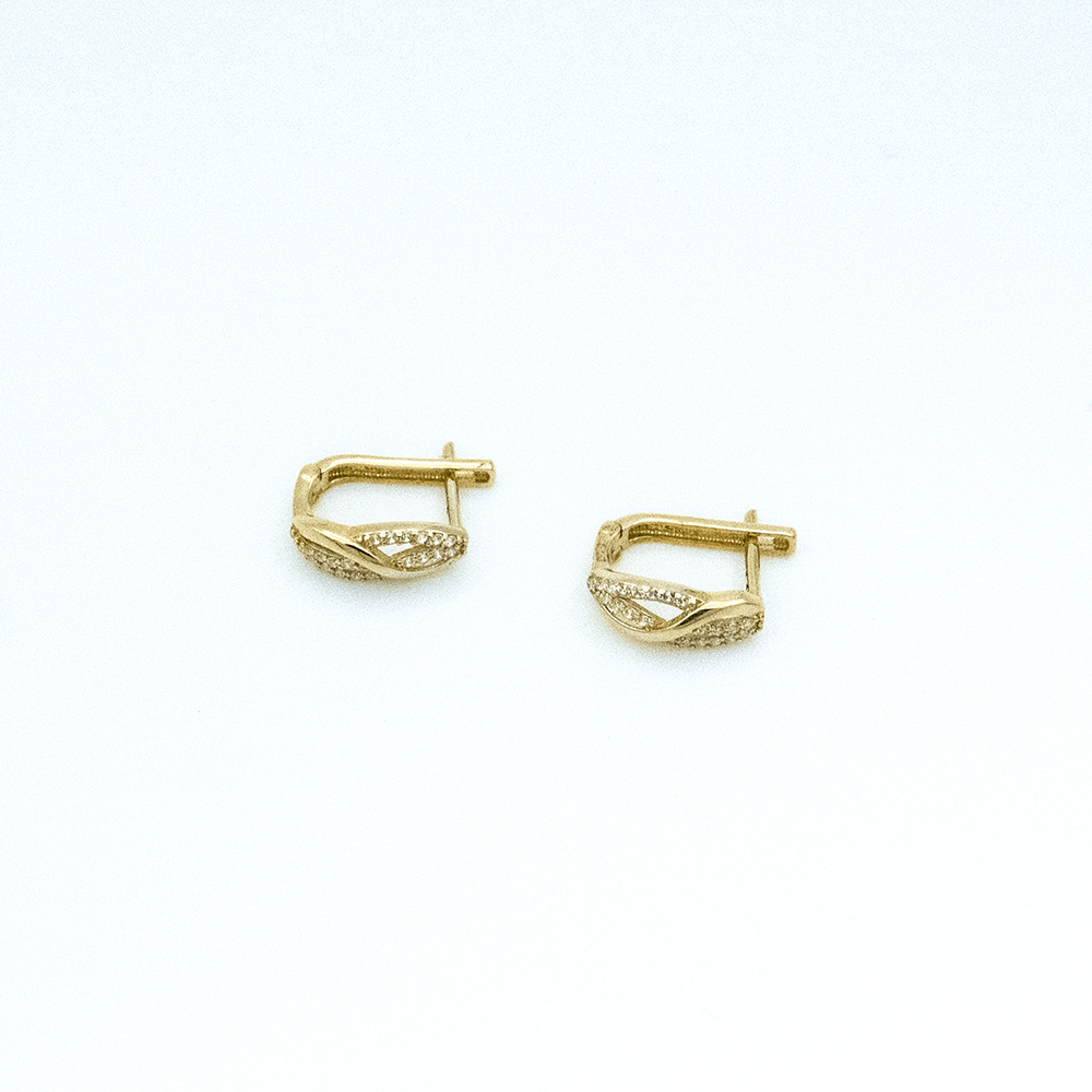 14 Ayar Taşlı Detaylı Boşluklu Altın Küpe