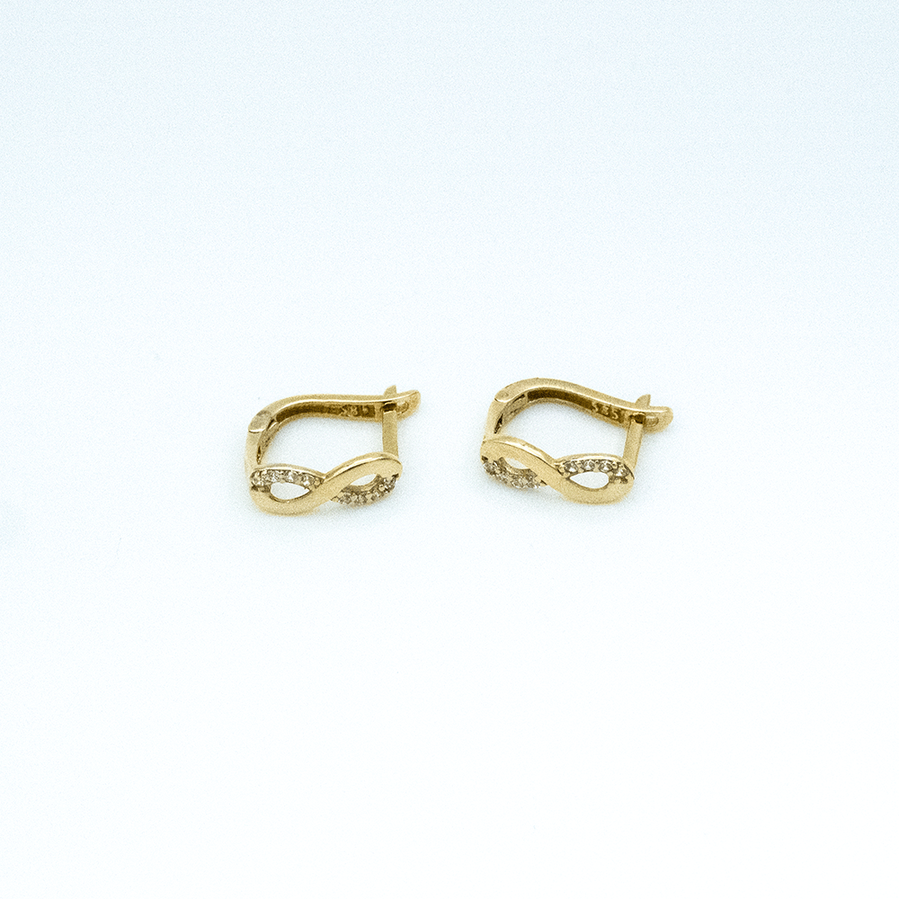 14 Ayar Taşlı Sonsuzluk Altın Küpe