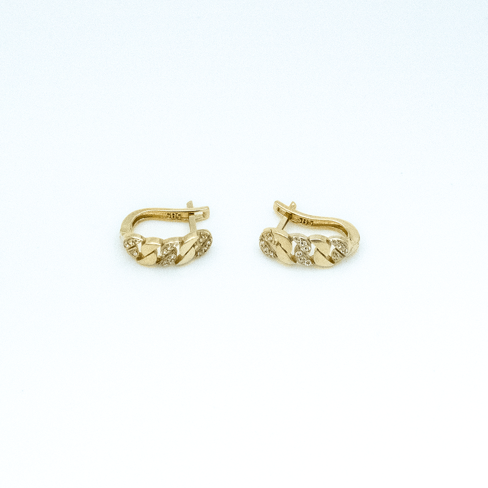 14 Ayar Taşlı Detaylı Sarmal Altın Küpe