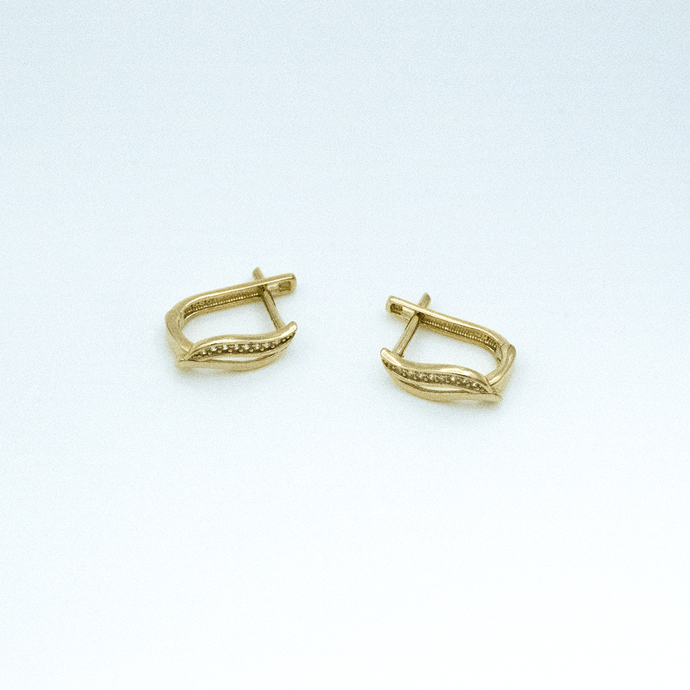 14 Ayar Yaprak Detaylı Altın Küpe