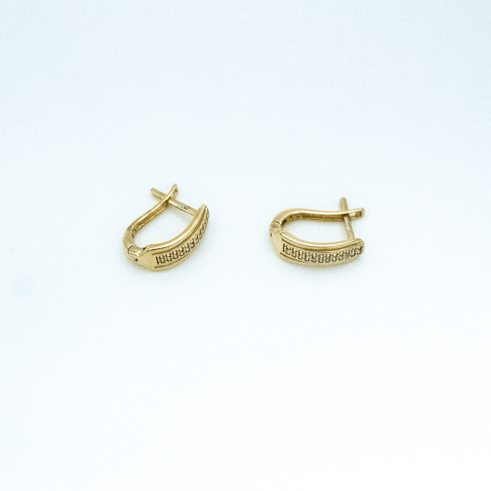 14 Ayar Taşlı Detaylı Altın Küpe