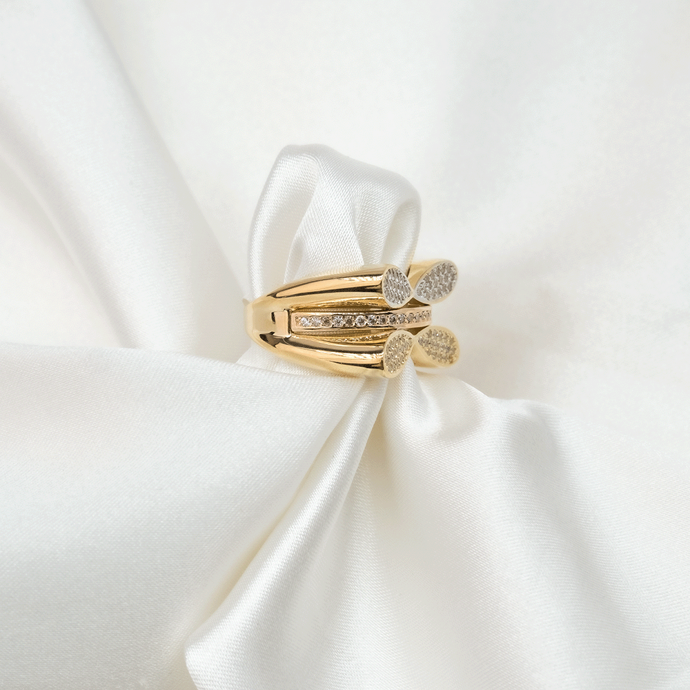 14 Ayar Damlalı Tasarım Altın Yüzük