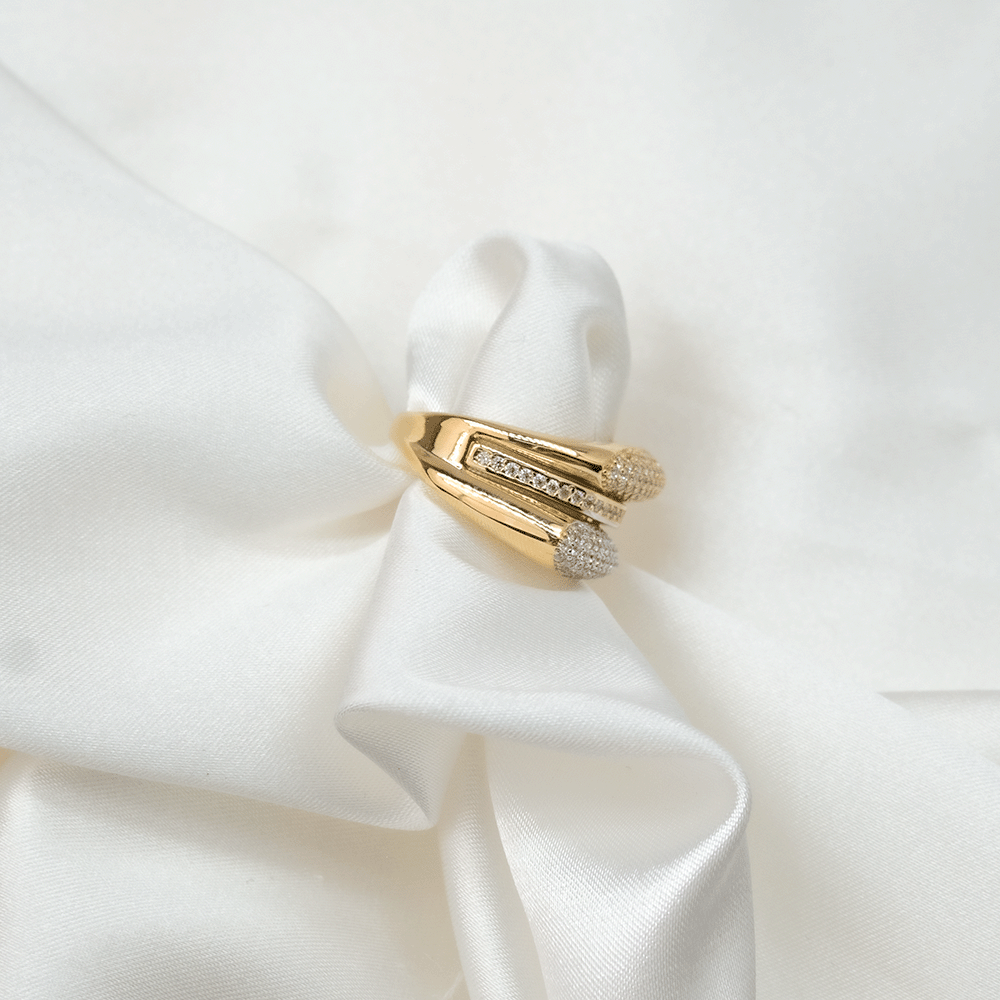 14 Ayar Üç Kollu Altın Yüzük