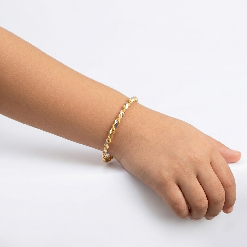 14 Ayar (585) Kalemli İkili Burma Altın Çocuk Bilezik - Vade Farksız 3 Taksit