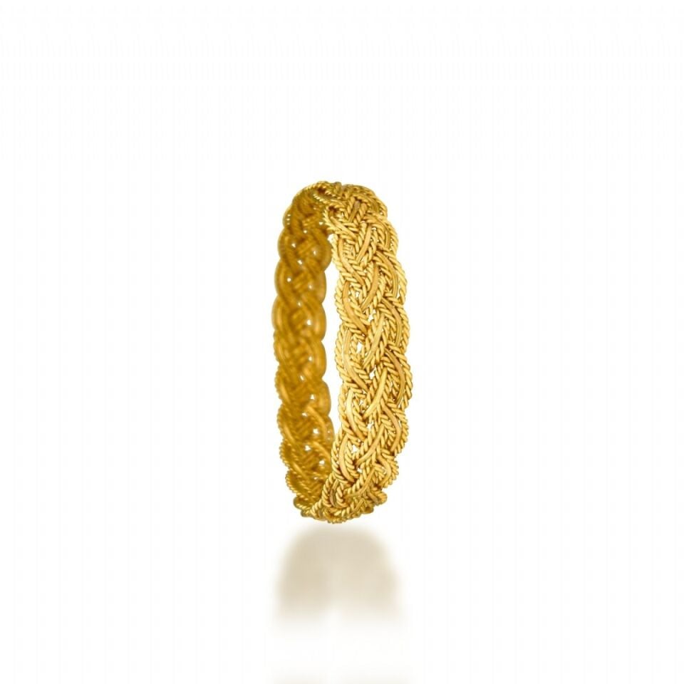 22 Ayar Üçlü Örme Bilezik 25 Gr 6.8 ⌀ - Standart Gold Rengi