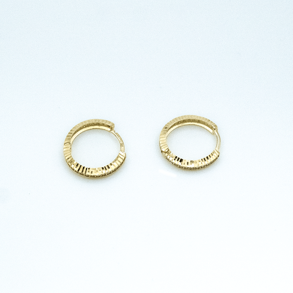 14 Ayar Parıltılı Halka Altın Küpe