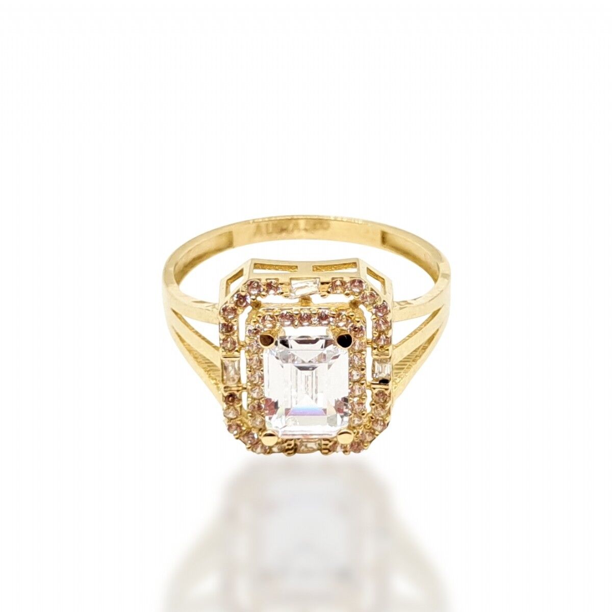 14 Ayar Etrafı Taşlı Baget Altın Yüzük