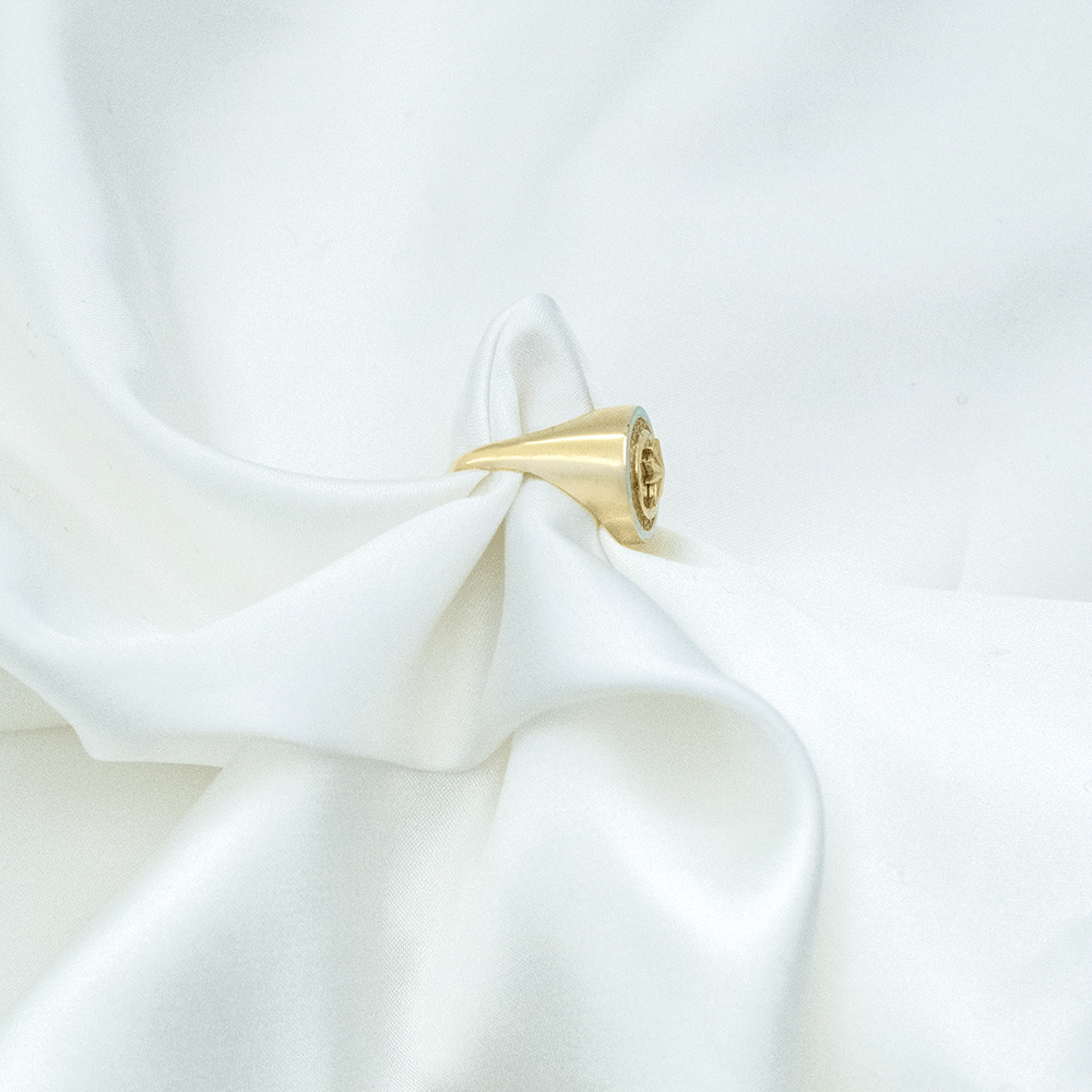 14 Ayar Kuzey Yıldızlı Mavi Mine Detaylı Altın Yüzük