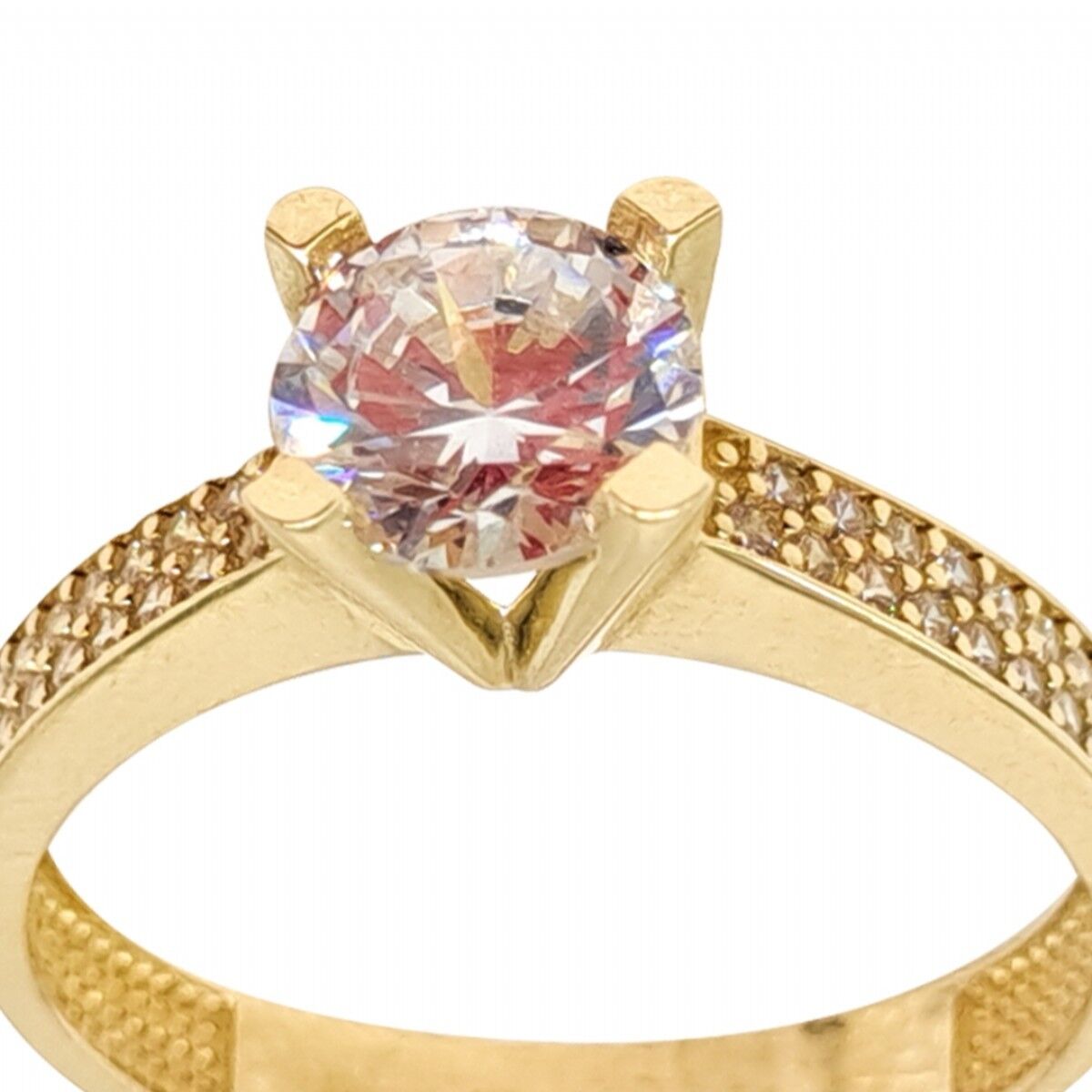 14 Ayar Sıra Taşlı Tektaş Altın Yüzük