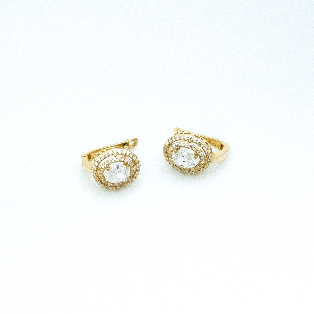 14 Ayar Yuvarlak Taşlı Kesim Altın Küpe