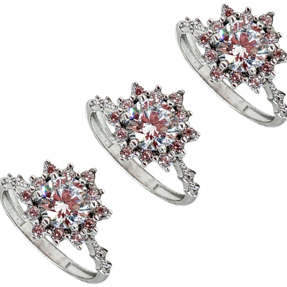 14 Ayar Lotus Taşlı Beyaz Altın Yüzük