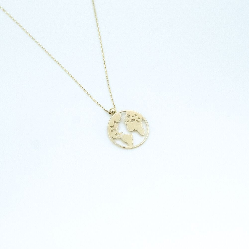 14 Ayar Dünya Model Altın Kolye