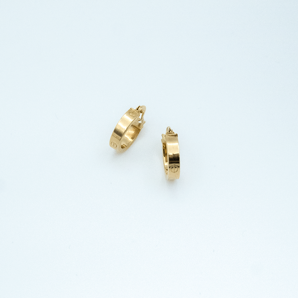 14 Ayar Desenli Düz Altın Küpe