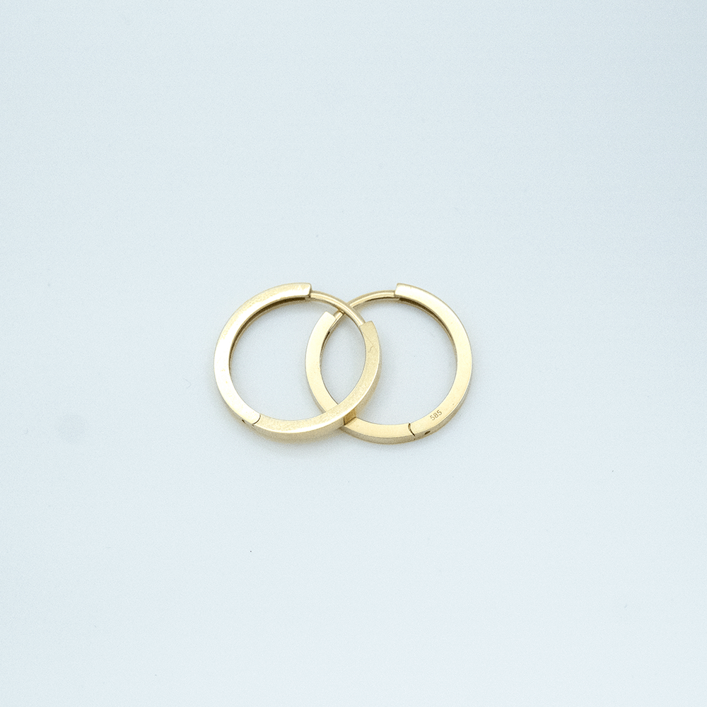 14 Ayar Düz Daire Altın Küpe