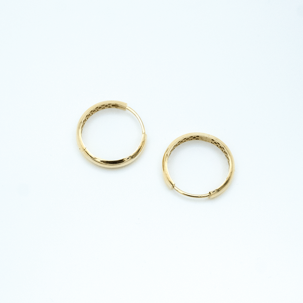 14 Ayar Daireli Oval Altın Küpe