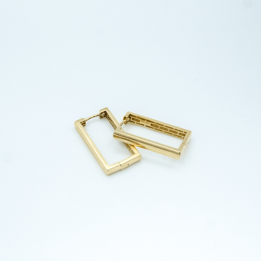 14 Ayar Uzun Kare Altın Küpe