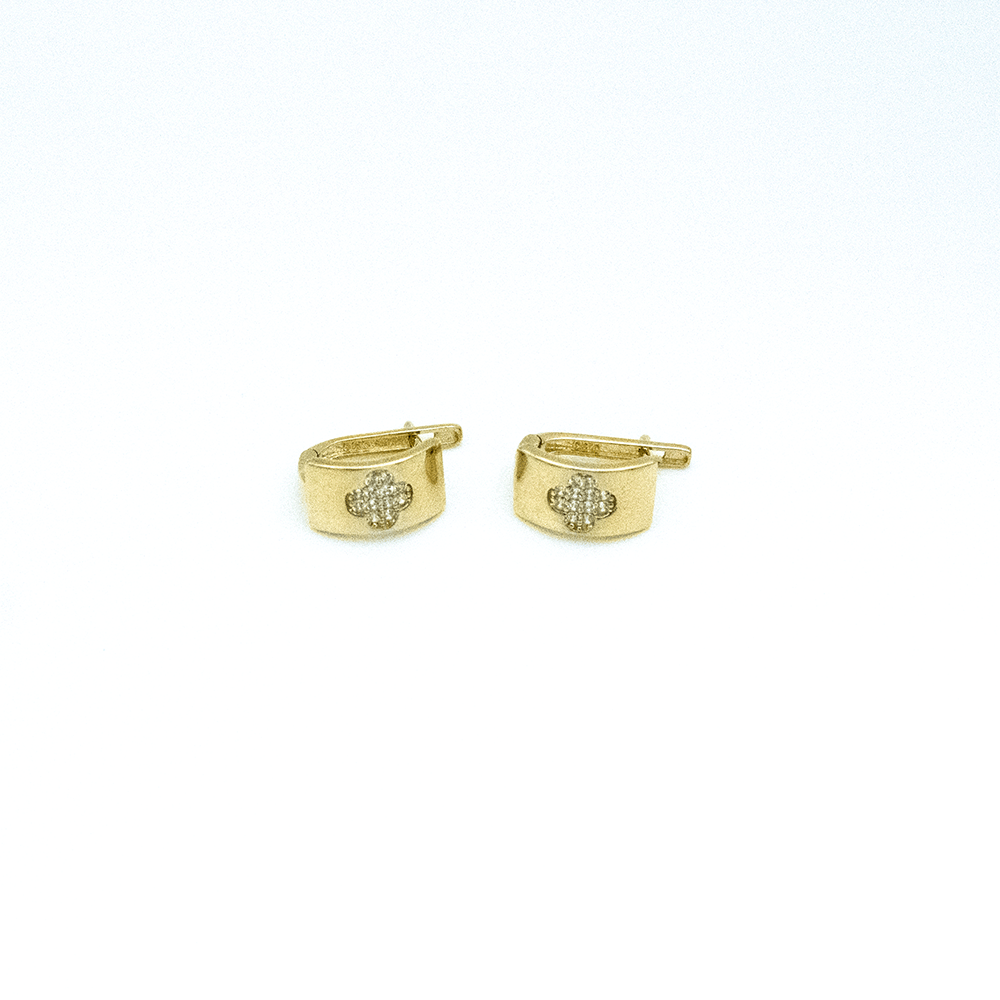 14 Ayar Çiçekli Taşlı Altın Küpe