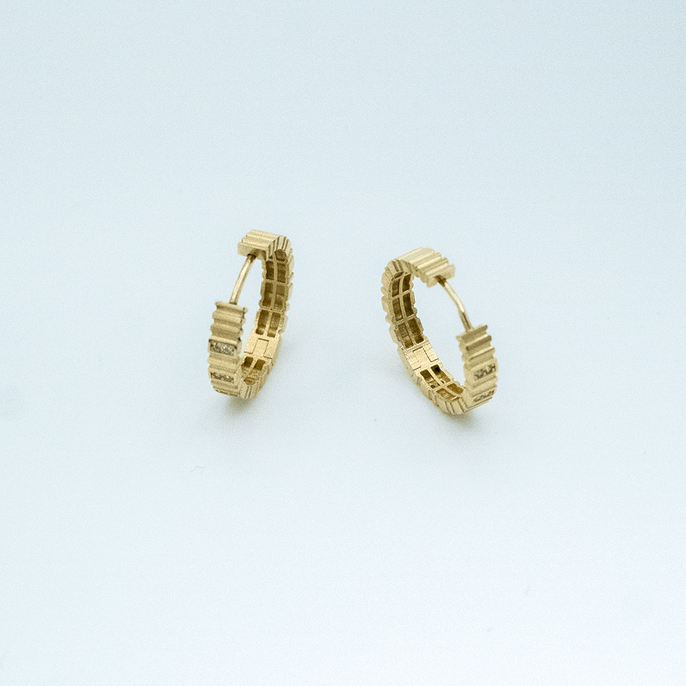 14 Ayar Merdiven Kesim Daire Altın Küpe