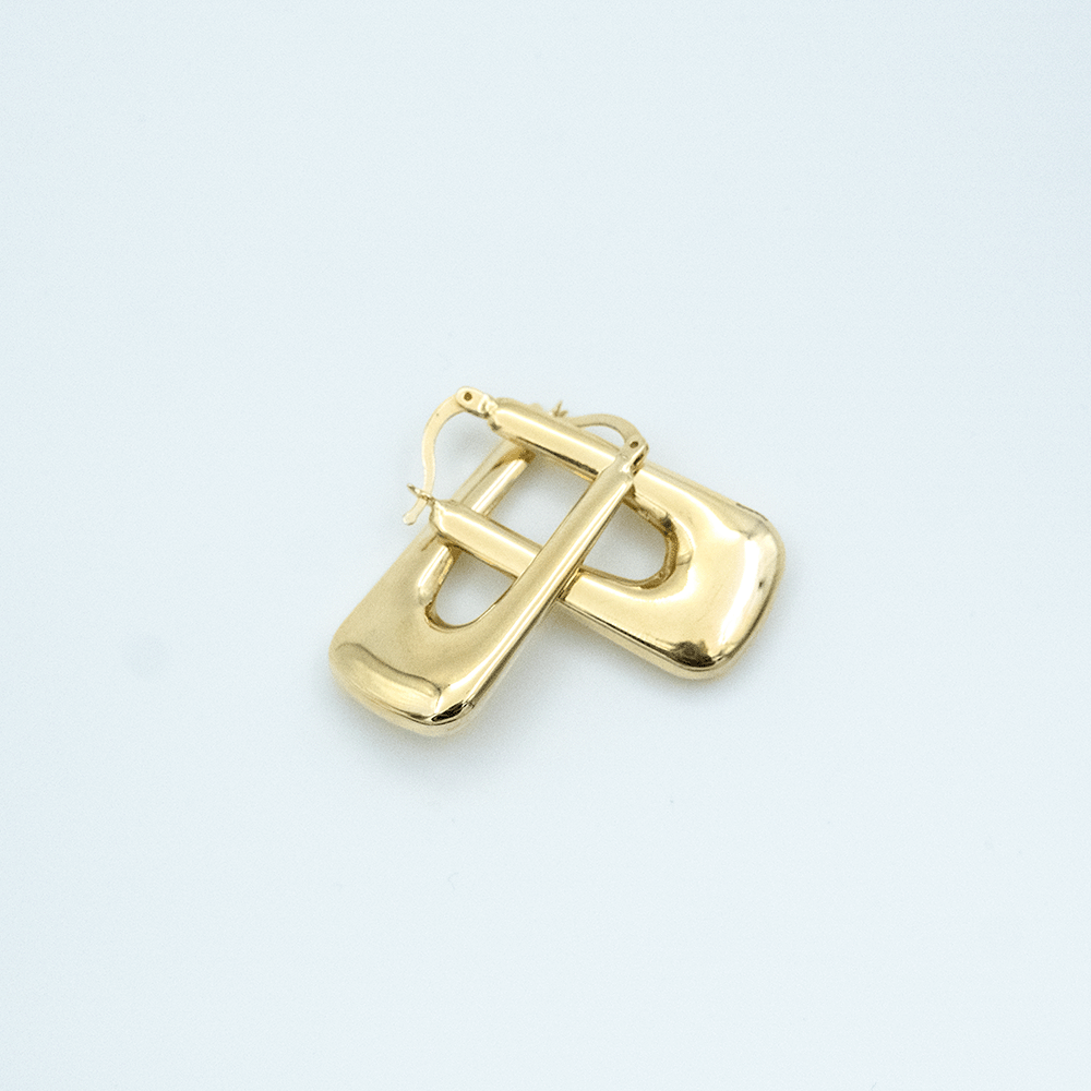 14 Ayar U Detaylı Uzun Altın Küpe