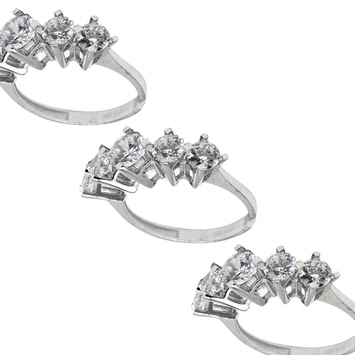 14 Ayar Beştaş Beyaz Altın Yüzük