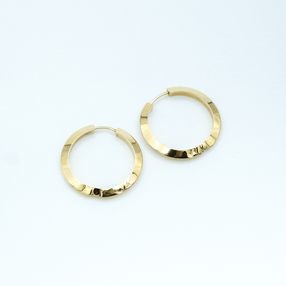 14 Ayar Sade Daire Kesim Altın Küpe