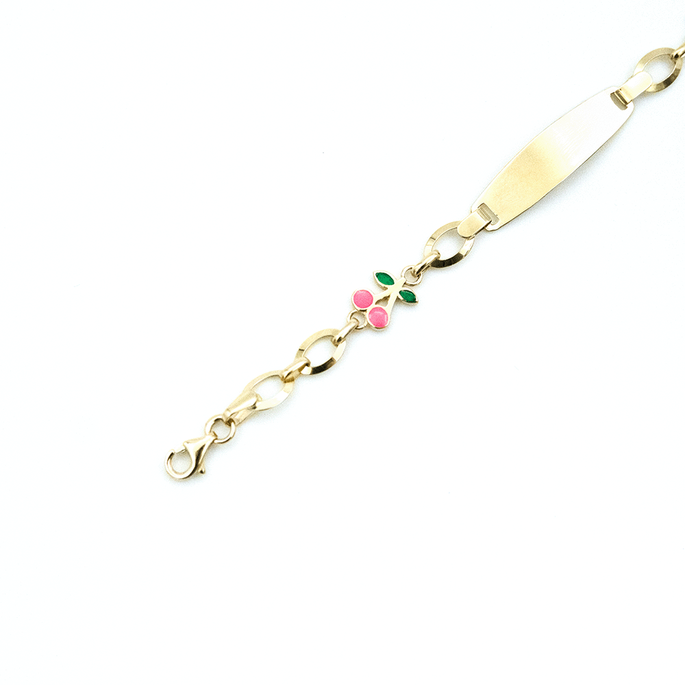 14 Ayar Meyve Detaylı Altın Künye Bileklik