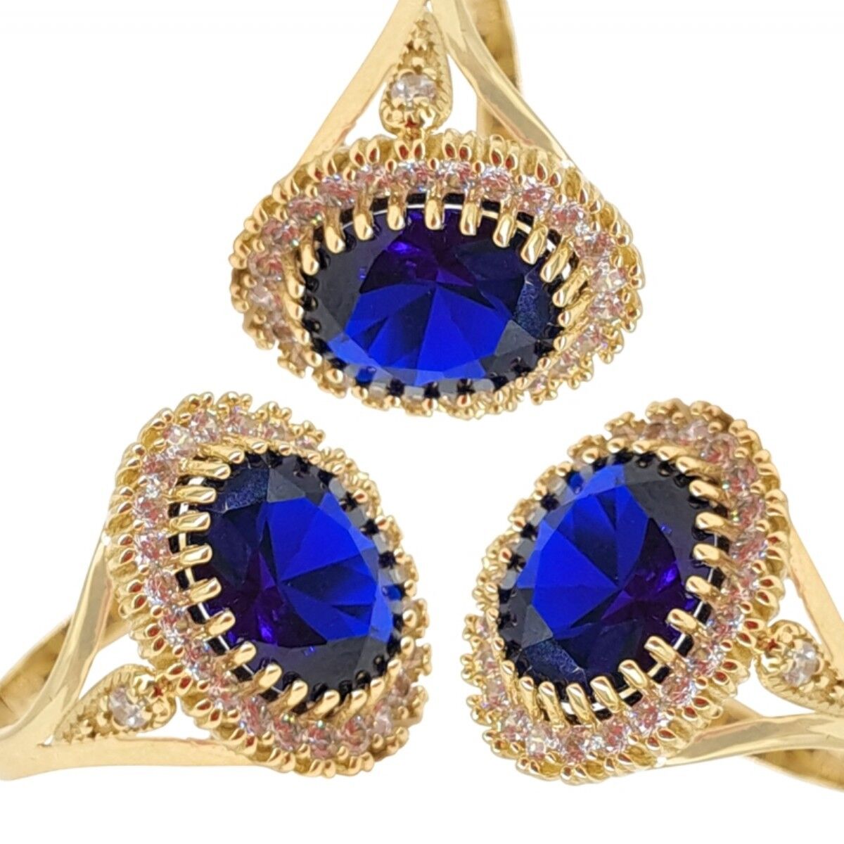 14 Ayar Mavi Taşlı Şık Altın Yüzük