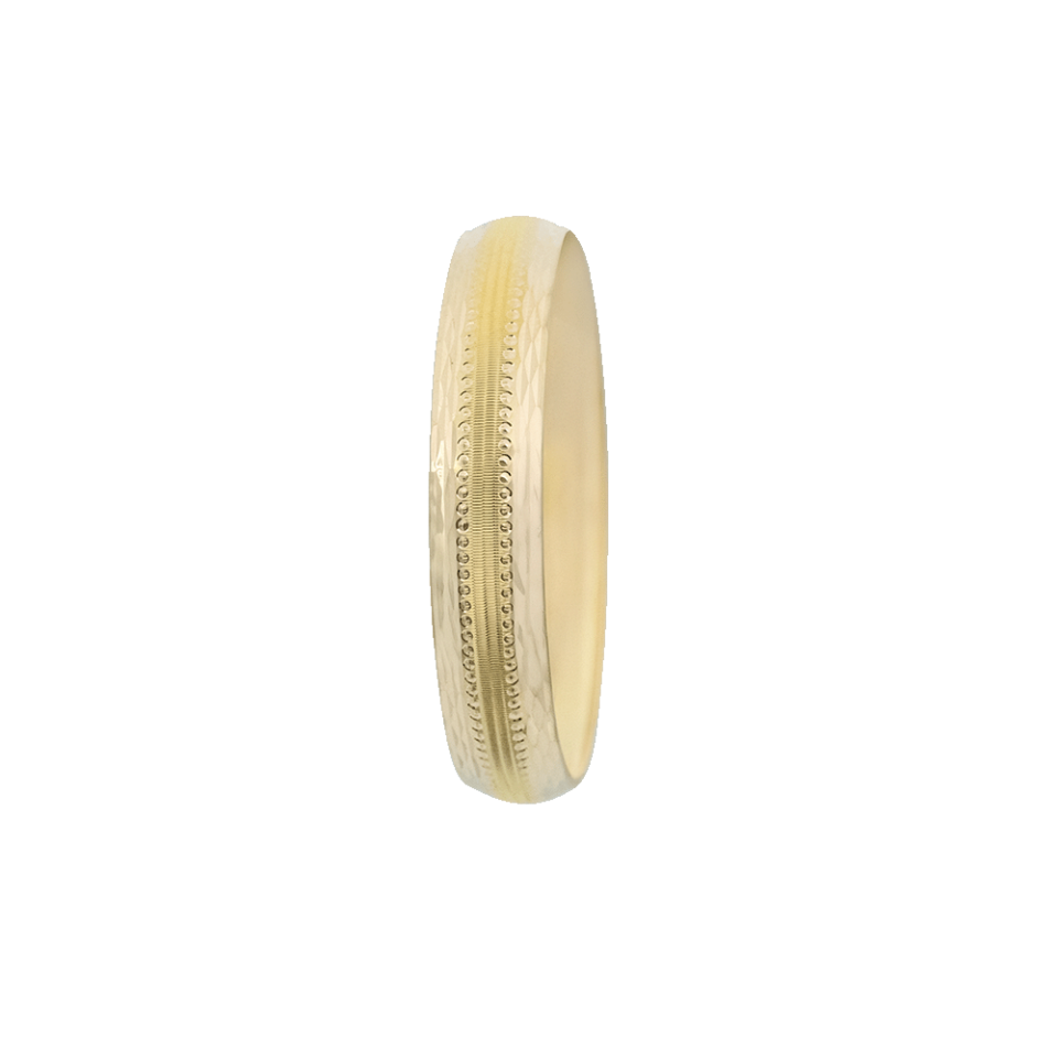 22 Ayar Kenarları Yaprak Desenli Ortası Çizgili Mega Gold Altın Bilezik 30 Gr