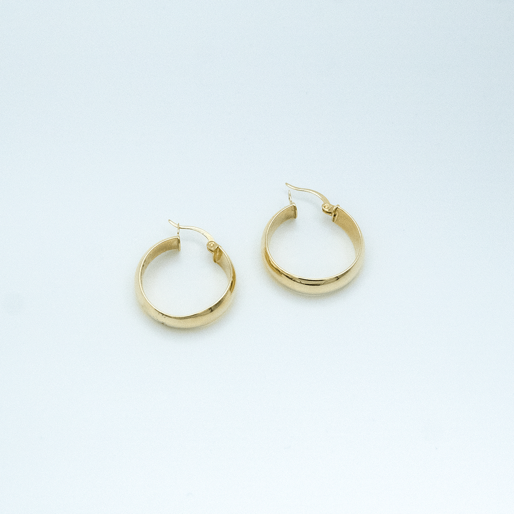 14 Ayar Geniş Daire Altın Küpe