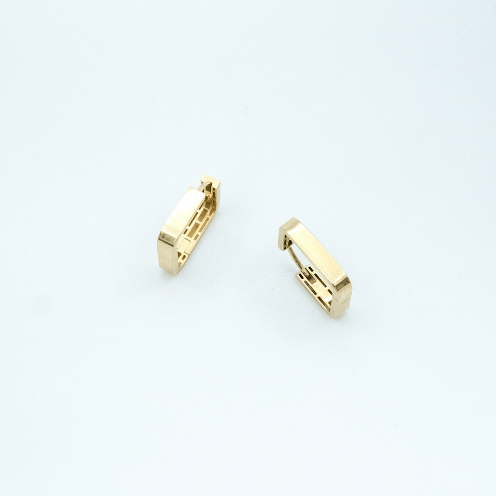 14 Ayar Köşeli Oval Kesim Altın Küpe