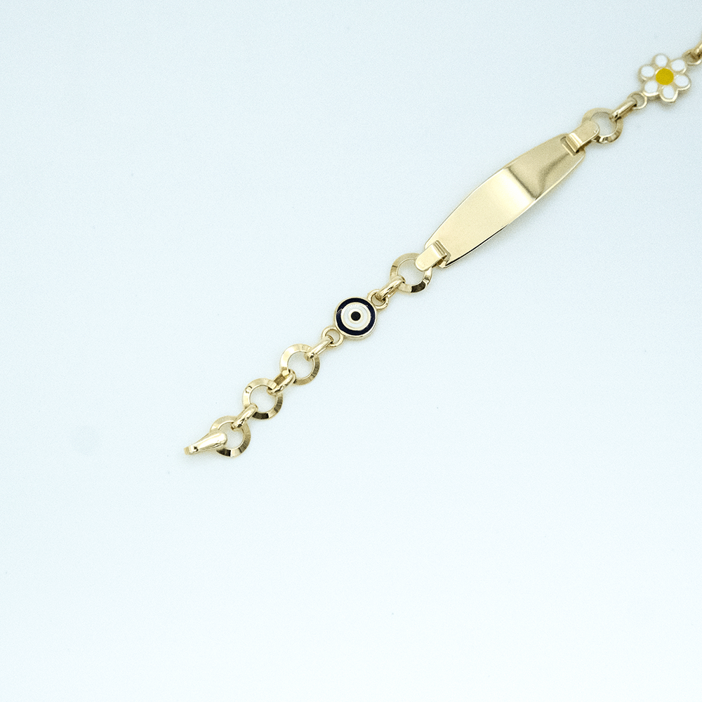 14 Ayar Renkli Mine Detaylı Altın Künye Bileklik