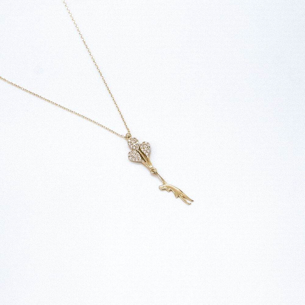 14 Ayar Çocuk ve Balonları Altın Kolye