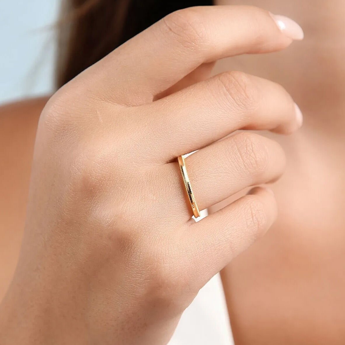 14 Ayar Oluklu Ajda Model Altın Yüzük