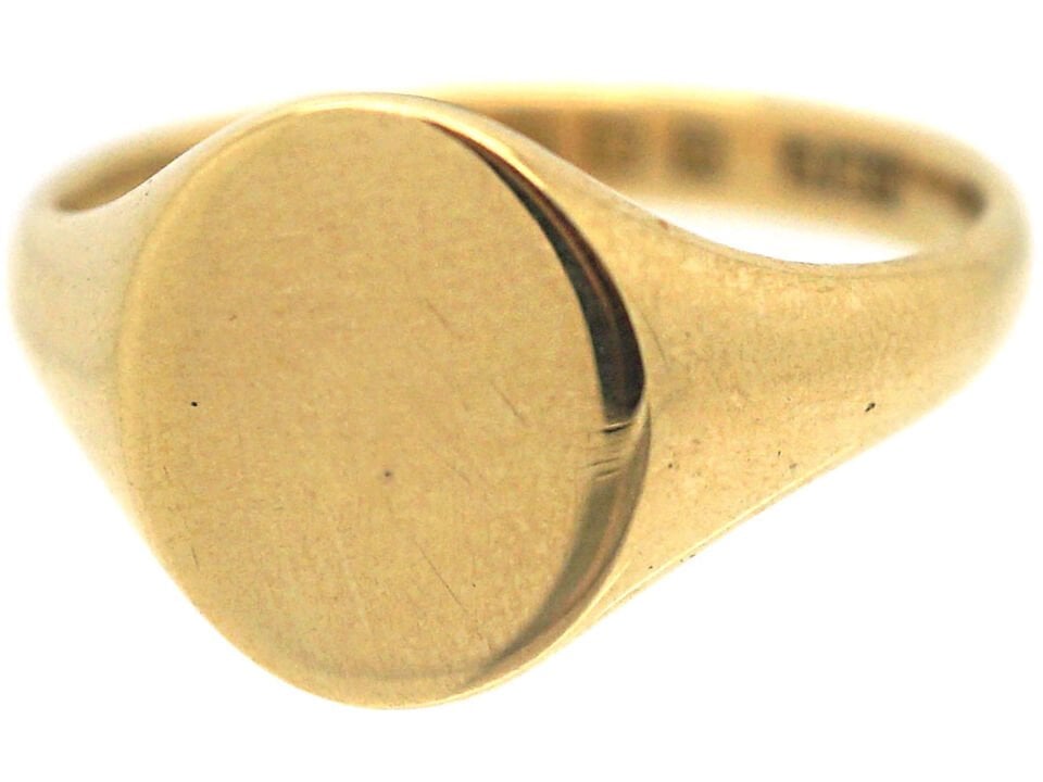14 Ayar Oval Daire Altın Yüzük