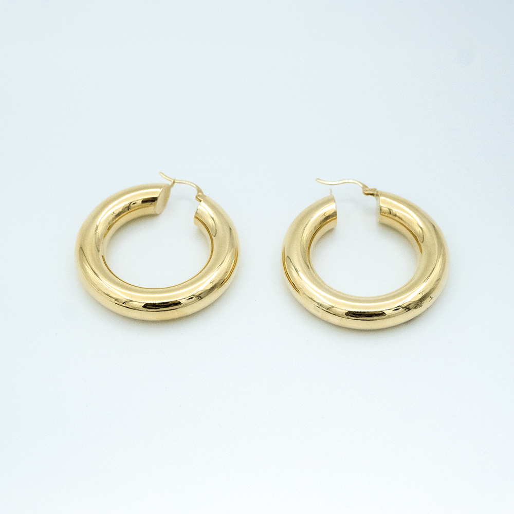 14 Ayar Daire Halka Altın Küpe