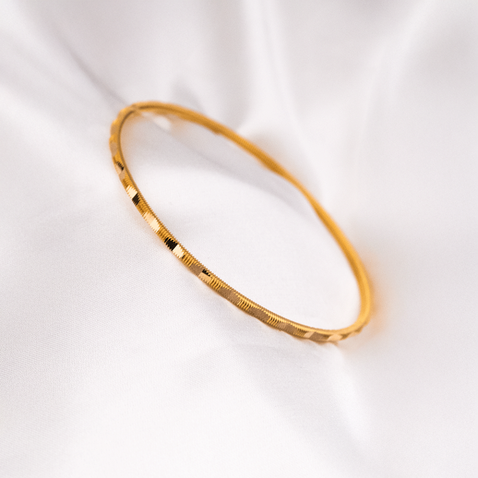 22 Ayar Oval Desenli Çizgili Ajda Gold Altın Bilezik 20 Gr