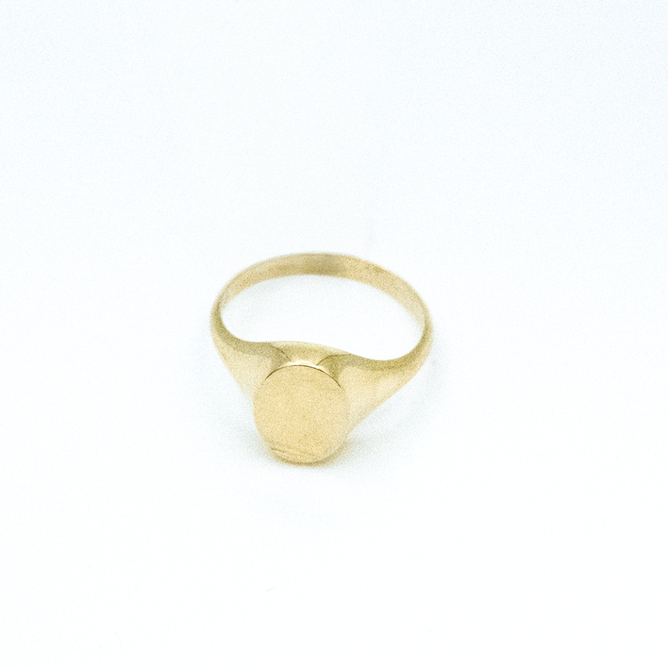 14 Ayar Oval Daire Altın Yüzük