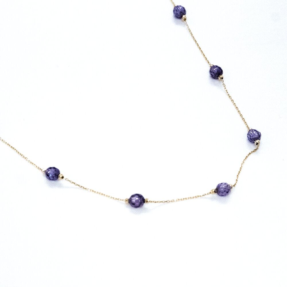 14 Ayar Mor Toplu Altın Kolye