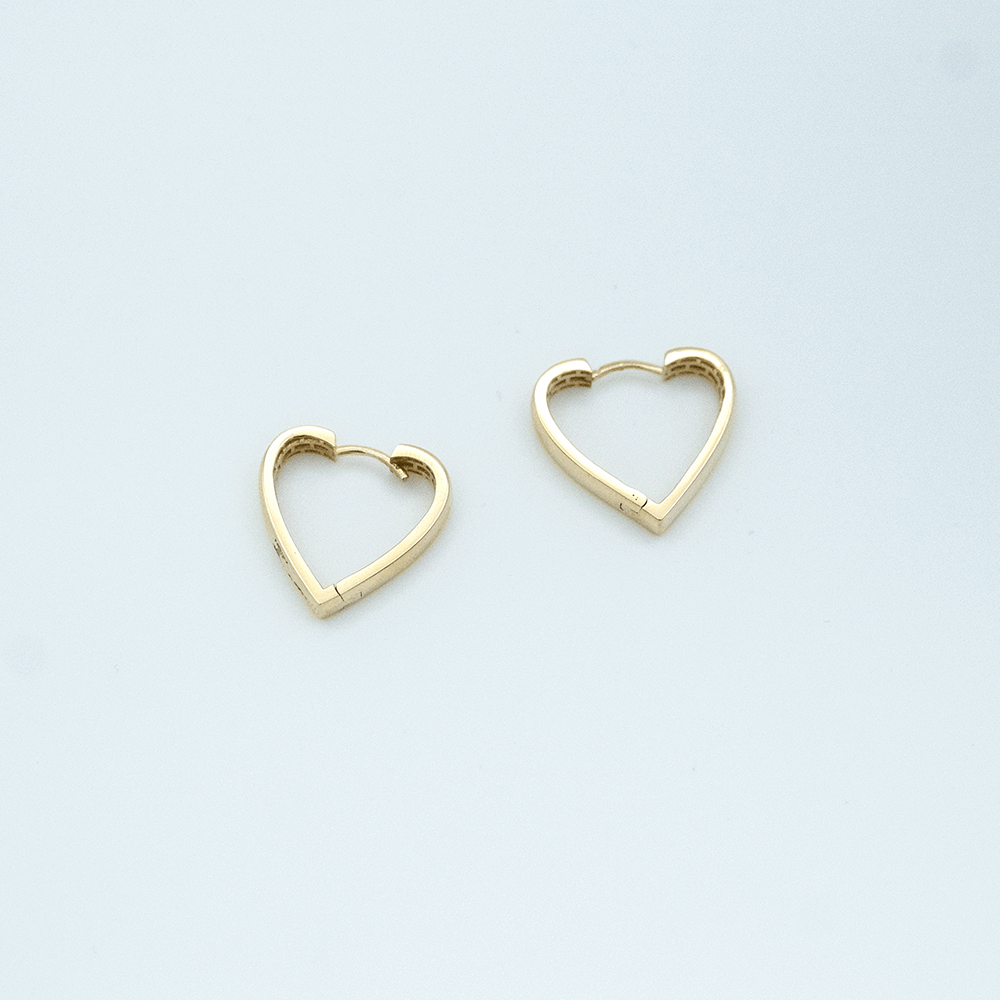 14 Ayar Kalp Kesim Detaylı Altın Küpe