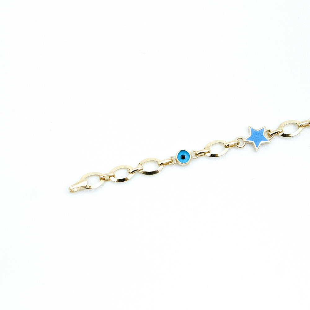 14 Ayar Renkli Yıldızlı Altın Bileklik