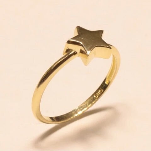 14 Ayar Ortası Yıldız Model Altın Yüzük (Set Ürünü)