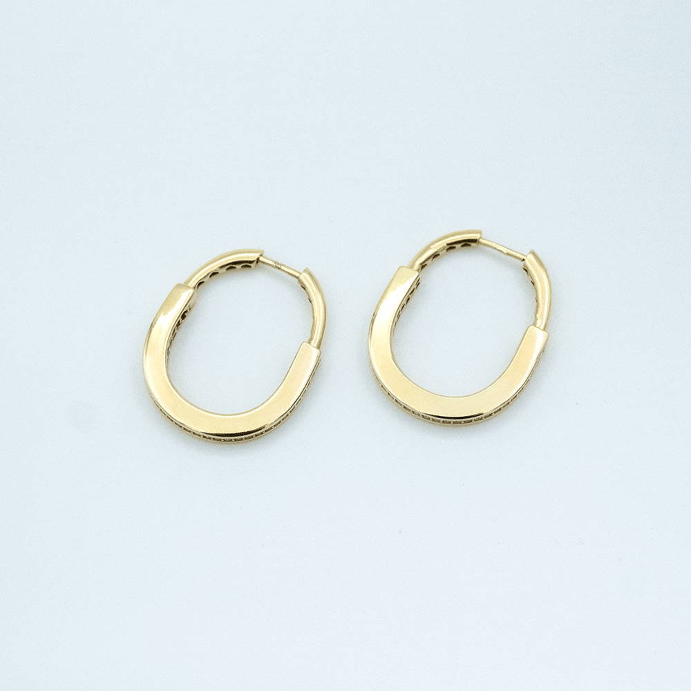 14 Ayar Taşlı Detaylı Sıralı Daireli Altın Küpe